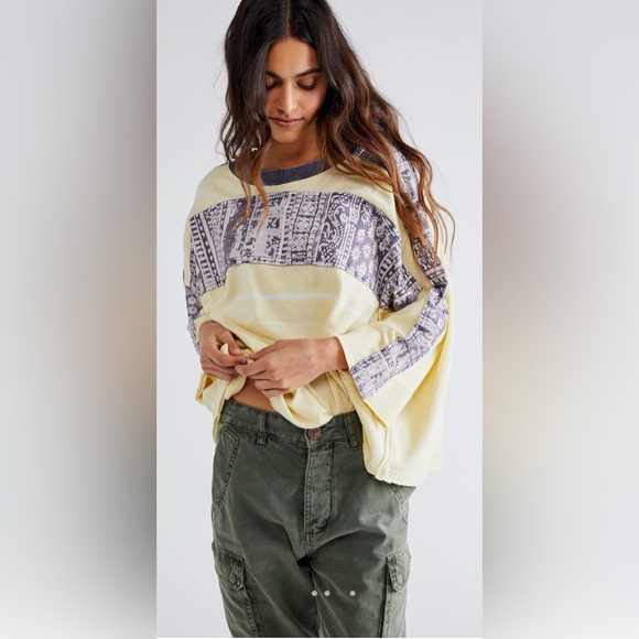NWT Free People S We the Free Happiness in Bloom Tee in Ecru Combo New $98 Tunic - Picture 5 of 9